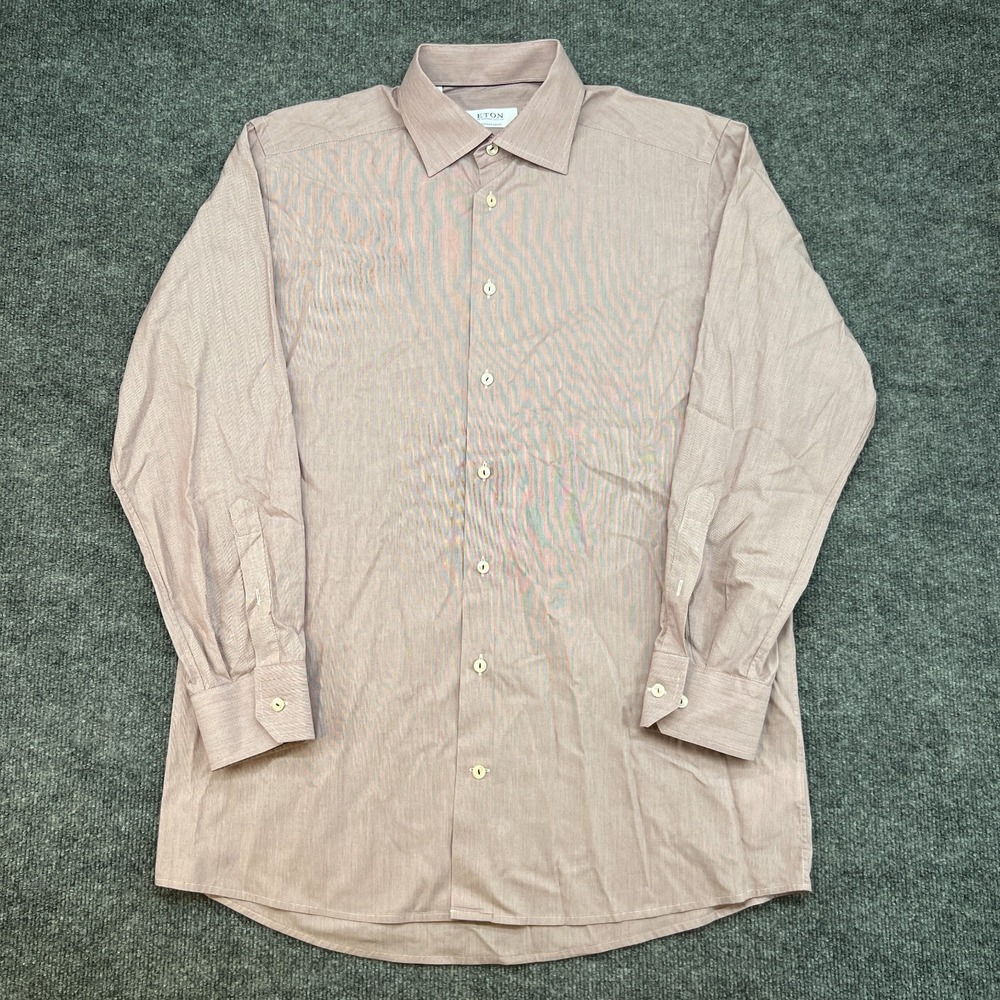 ETON Dress Shirt Men's Size 16-41 Red White Stripe Long Sleeve Button Up Classic
